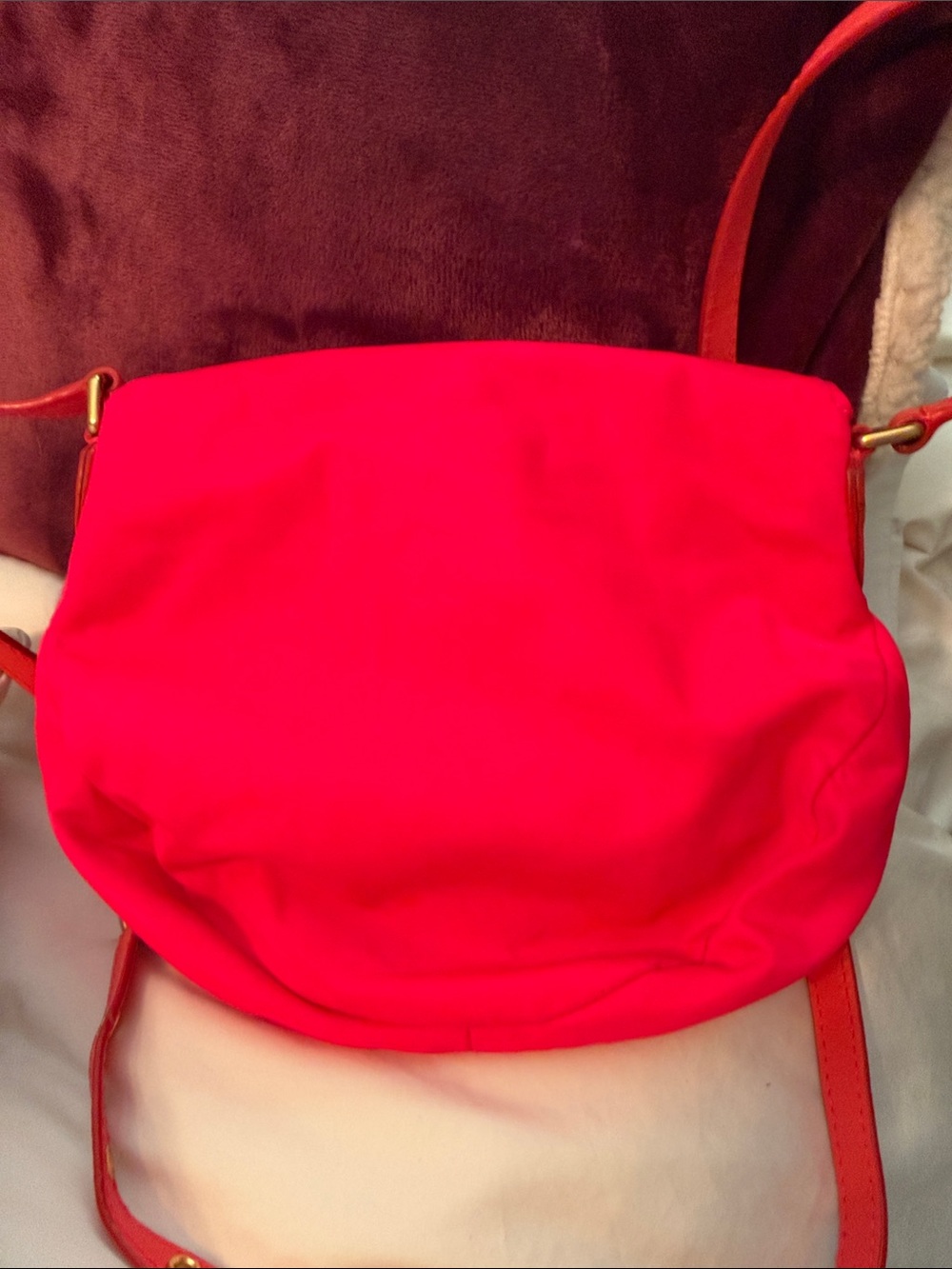 Marc by Marc Jacobs Preppy Natasha Nylon Crossbody in PINK with Orange Trim - Picture 10 of 12